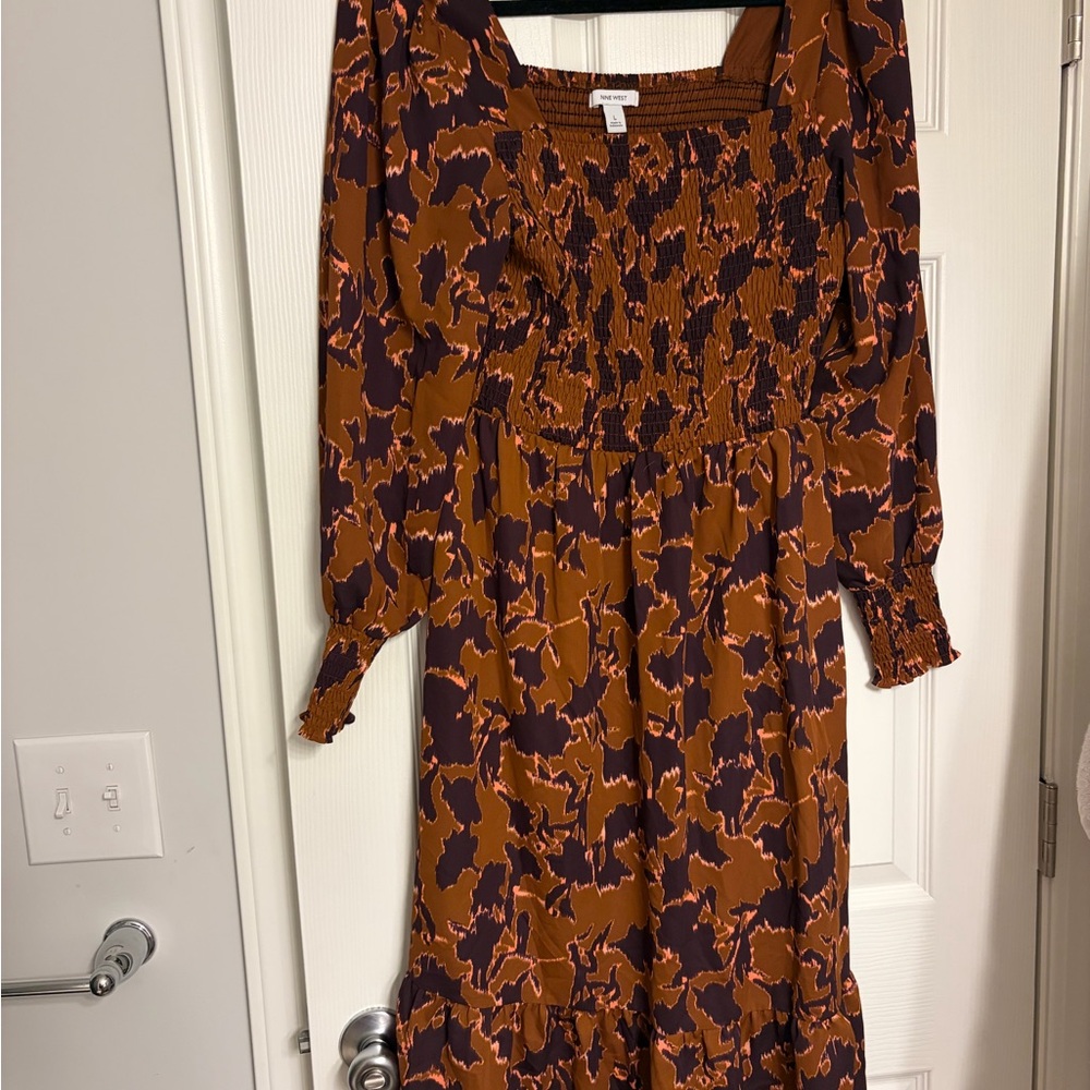 Nine West Brown Long Sleeve Dress
